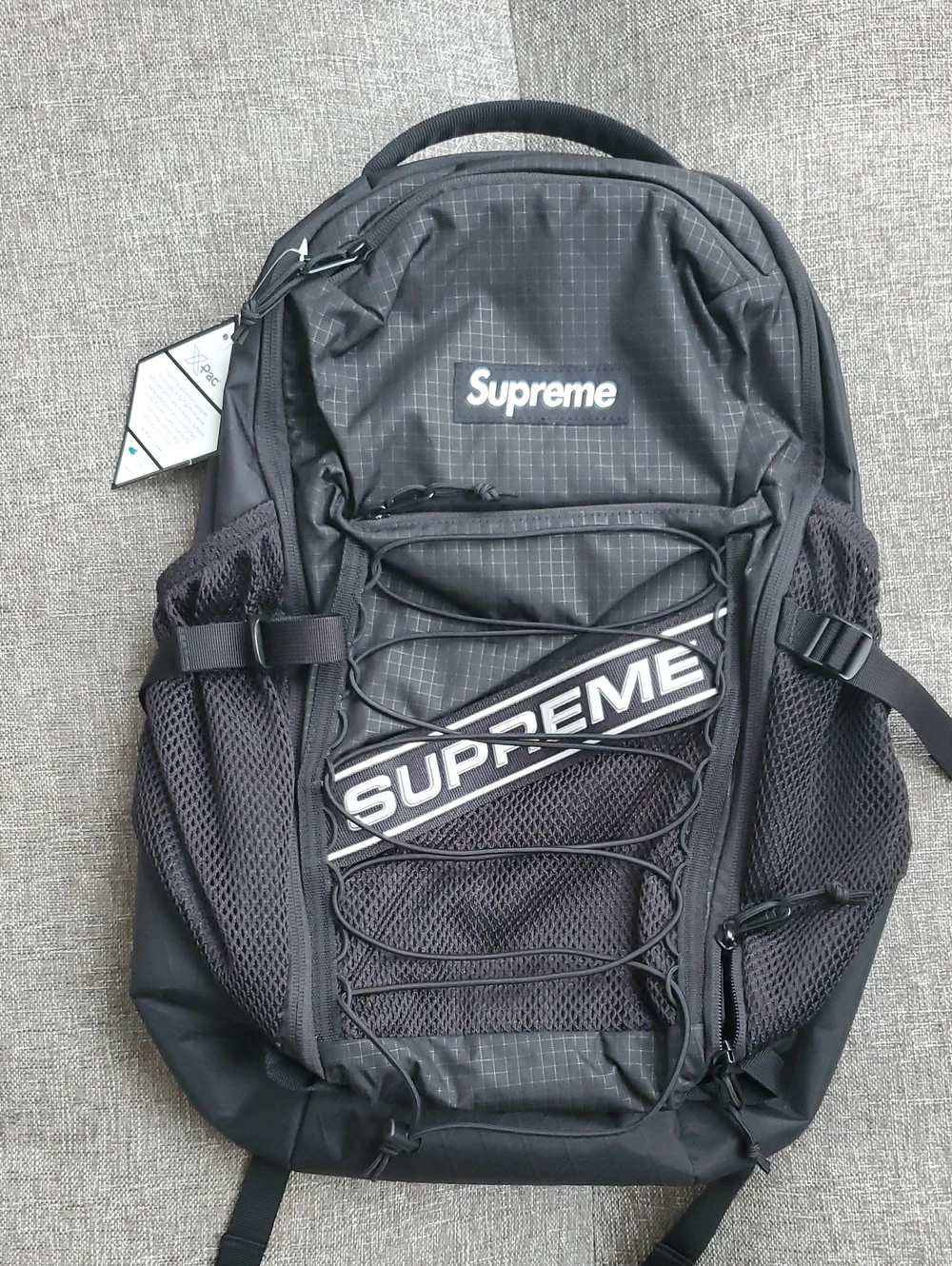 Brand New Supreme Log Black Backpack FW23 Grid